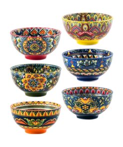 Henten Home Dessertschalen Keramik 300ml Bunte Set 6er Bohemischer Stil für Eis Reis Dessert