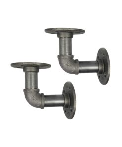 Natural Goods Berlin 2X Regalhalterung Schöneberg - Industrial Pipe Regalträger 3/4 Zoll Eisen, für Vintage Wandregale (