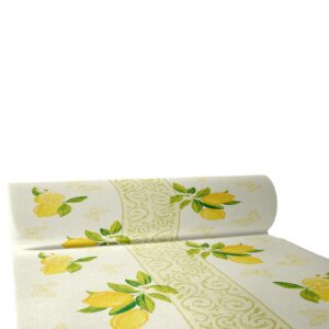Sovie HORECA Perl irritiert Tischläufer Nancy 40cm x 24m, 1 Stück, Fertig für Schneiderei, mediterranes Zitronendesign,