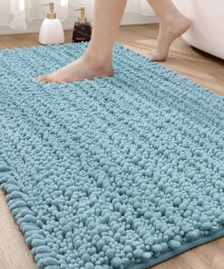 DEXI Rutschfeste Badematte, groß, saugfähig und weich, waschbar, Chenille-Teppich für Badewanne, WC, Eingangsbereich, He
