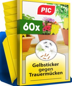 PIC Gelbsticker Trauermücken - Effektive Gelbfalle für Trauermücken und kleine Fliegen, ideal für Blumenbeete, besteht a