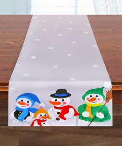 KAMACA Serie SCHNEEMÄNNER hochwertiger Tischläufer mit Lotus Effekt FLECKSCHUTZ für Winter Weihnachten (40x140 cm)