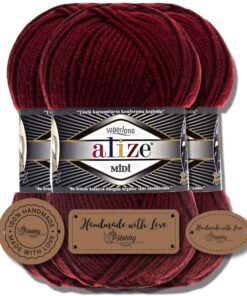 Hobby YARN 3x Etikettenlabel mit Alize Superlana Midi Wolle Premium 3x100g als Set - Strickgarn für Baby Kleidung und Sc