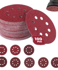 Sinand P40/P60/P80 125mm Klett-Schiebebänder 100 Stück Exzenter Runde Schleifpapier für Hochleistungsmechanische Arbeite