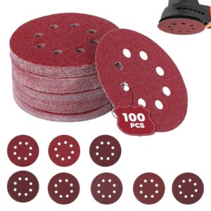 Sinand P40/P60/P80 125mm Klett-Schiebebänder 100 Stück Exzenter Runde Schleifpapier für Hochleistungsmechanische Arbeite