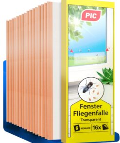 Blauer Engel PIC Fenster-Fliegenfalle Innenbereich 16 Stück – Giftfreie, Geruchlose Fliegenfalle