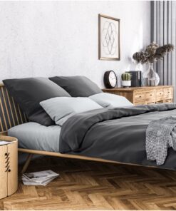 Wolkenfeld Mako Satin Bettwäsche 200x220 - Traumhaft weiche Baumwoll-Untersetzer - Anthrazit Grau - OEKO-TEX Made in Gre
