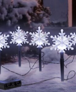 Spetebo LED Gartenstecker 5er Set - Batterie betrieben - Winter Deko | Spetebo Led Schneeflocken Lichter - Zeitgesteuer