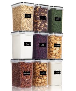 Vtopmart 2L Vorratsdosen Set mit 9 luftdicht BPA-frei Dosen + 24 Etiketten für Küche Getreide Mehl Zucker (Schwarz)
