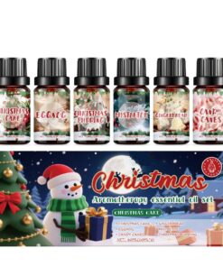 Weihnachten Ätherische Öle Set für Öl Diffusoren, 6x10ml Winterliche Aromaöle, Weihnachtsbaum, Mistelzweig, Lebkuchen, A