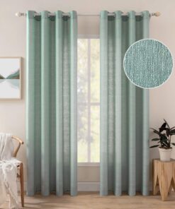 MIULEE Transparente Vorhänge für Schlafzimmer Seegrün 245x140cm Lichtdurchlässig Unregelmäßige Textur