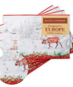 Maison d'Hermine Platzsets 4er-Set OEKO-TEX für Küche und Esszimmer mit Weihnachtsdekoration Christmas Tradition 33 cm x