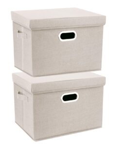 Tyeers Aufbewahrungsbox Groß Waschbar Stoff Faltbar Beige 2-Stück 44x30x29 cm