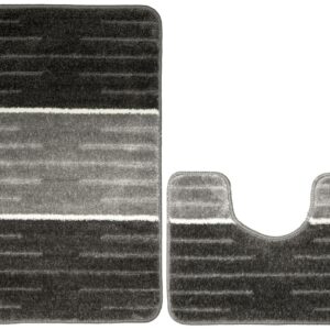 AKCILA COMO Absorbierende Grau Badematte 50x80 + 40x60 cm | 2-teiliges Set für Bad Vorleger| Rutschfest für Rechteckige