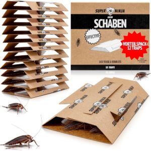 Super Ninja Kakerlakenfallen – 12 Stück für Innenräume, Schaben Bekämpfung, Sicher für Zuhause & Garage, Ungiftige Locks