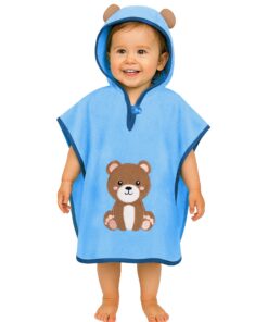 LAYNENBURG Premium Badeponcho Kinder mit Kapuze - 100% Baumwolle - OEKO-TEX STANDARD 100