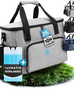 Isolierte Kühltasche 20L & 30L faltbar - 10-12 Stunden kühlen & PEVA-Material, Flaschengriff und Auslaufsicherung für Ar