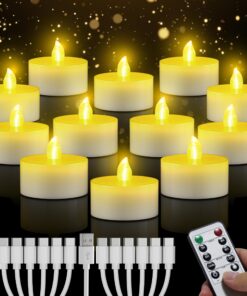 Wiederaufladbare Flammenlose LED Teelichter mit Fernbedienung und Timer für Heimdekoration | USB-Aufladbare 12 Stück LE