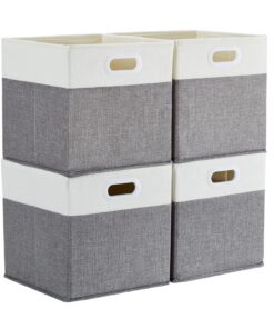 Mangata faltenfreie Stoff Aufbewahrungskörbe 25x25x25 cm für Kleiderkörbe - grau/beige/weiss | Mangata Truhen und Spiel