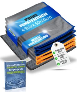 XXL Carbon-Mikrofaser-Fenstertücher 400 GSM streifenfrei für strahlenhafte Sauberkeit | 50x40cm inklusive Reinigungstuch