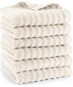 Handtücher 6er-Pack 50×100 cm, 100% Baumwolle – saugstark, schnelltrocknend & weich (Creme) 6er-Pack Handtücher 50×100 c