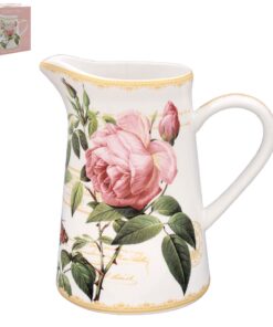 Die Leonardo Collection Redoute Rose Krug Pierre-Joseph Redoute | Stilvolle Sahnekann für Zuhause und Büro | Dauerhaftes