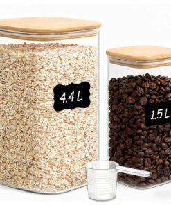 ComSaf Luftdichte Glas-Vorratsgläser 2er Set 1,5L/4,4L – Perfekt für Küche, Mehlbehälter, Müsli & Keksdose