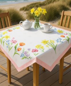 KAMACA Hochwertige Mitteldecke Blumenwiese Eyecatcher Sommer-Osterdeko Tischläufer (80x80 cm) KAMACA Blumenwiese Mitte