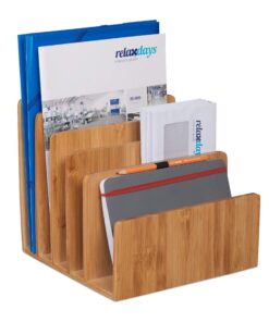 Relaxdays Bambus Dokumentenhalter 5 Fächer Schreibtisch Organizer 23x24,5x25 cm