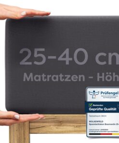 Wolkenfeld Spannbettlaken Anthrazit – Premium Jersey Baumwolle mit 5% Lycra – Atmungsaktiv & Oeko-TEX Zertifiziert – Fal