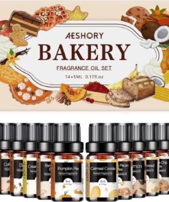 Aeshory Ätherische Öle Set Backöl 14 x 5 ml – Heilvolle Düfte für Aromatherapie und Kerzenherstellung – Kürbiskuchen, Ka