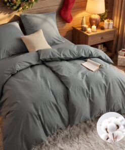 BEDSURE Bettwäsche 100% Baumwolle - Oeko-TEX STANDARD 100 - Grau Bettwäsche-Sets 135x200 cm 4teilig - Anthrazit Bettbezu