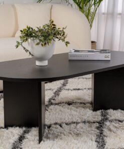 Hanah Home Stylish Black Coffee Table, modern design für Wohnzimmer & Lounge | 100% Melaminverschweißte Fachwerkplatte,