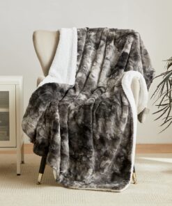 Wajade Graue Sherpa Schafdecke – Luxuriös und Komfortabel für Couch und Bett – 160 x 200 cm