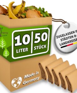 Bio Müllbeutel 10L I 50Stk I nass & reißfest I Biokompostbeutel Papier