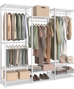 SONGMICS offener Kleiderschrank + Metall + Familie + Ankleide + Trennbar + hochbelastbar + wolkenweiß LGR431W01 SONGMICS
