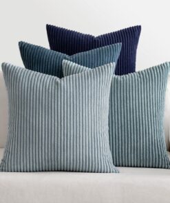 MIULEE Kordsamt Kissenbezug für Wohnzimmer und Schlafzimmer - Weiche, Quadratische Dekokissen - Gestreift, 4 Stück 50x50