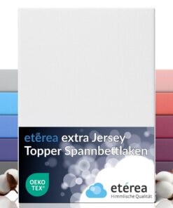 Etérea Premium TopperSpannbettlaken 240x220 cm Weiss für 5-10 cm Stehtiefe - 100% Baumwolle - Oekotex Bettzeug - Bettlak