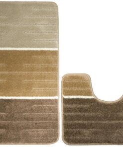 AKCILA COMO Absorbierender Beige Badezimmerteppich 50x80+40x60 cm|2-teiliges Set|Bad Vorleger und Badematte|Rutschfest f