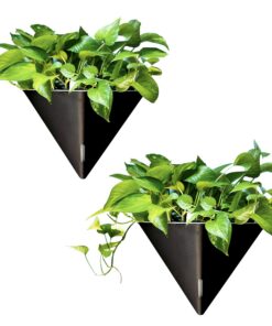 LáLáGreen Selbstbewässernde Wand-Pflanzgefäße für Zimmerpflanzen – 2er Set 30,5 cm Schwarz Geometrisch