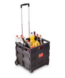 Relaxdays Klappbarer Einkaufstrolley bis 35 kg mit Verstellbarem Griff Schwarz