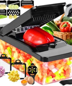 Gemüseschneider Mandoline Multischneider Julienner Dicer für Obst Gemüse - Schwarz