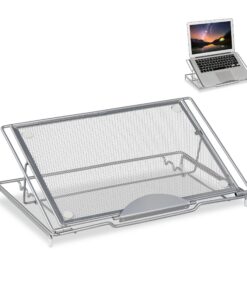 Relaxdays Laptopständer, klappbar, für Notebook & Tablet, Büro und Haus, 3 Winkeljustierung, Mesh-Design, Stahl, Silber