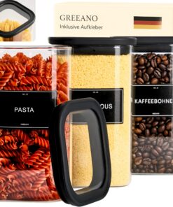 Vorratsgläser eckig mit Glasdeckel 1200ml [3er Set] – luftdicht & mottensicher für Küche & Lebensmittel