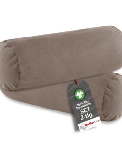 BaSaTex Bio Nackenrollenbezüge 40x15 cm 2er Pack - 97% GOTS-Zertifizierte Baumwolle + 3% Elasthan - ELEGANTETaupe
