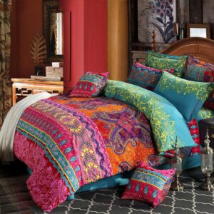 Omela Bettwäsche Boho Design Hochwertig Exotisch für Indisch Design Bettbezüge Reißverschluss Mikrofaser 80x80 cm OEKO-T