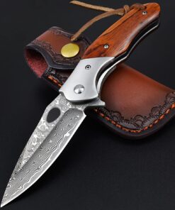 KOMWERO Damastmesser Klappmesser Outdoor Survival - Spezialiming für Sammler und Geschenke