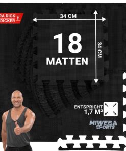 Miweba Sports Bodenschutz‑Puzzlematte BS50 – 8‑teilig (1,7 m²) | rutschfest & stoßdämpfend