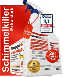 Profi Schimmelentferner Extra stark für Bad & Silikonfugen – Chlorhaltig, Anti-Schimmel Spray mit Stoppex Aktiv-Formel –