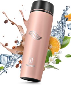 TAVIALO Thermobecher Inox Edelstahl 460ml Kaffeebecher Pulverbeschichtung Travel Mug puderrosa Isolierbecher